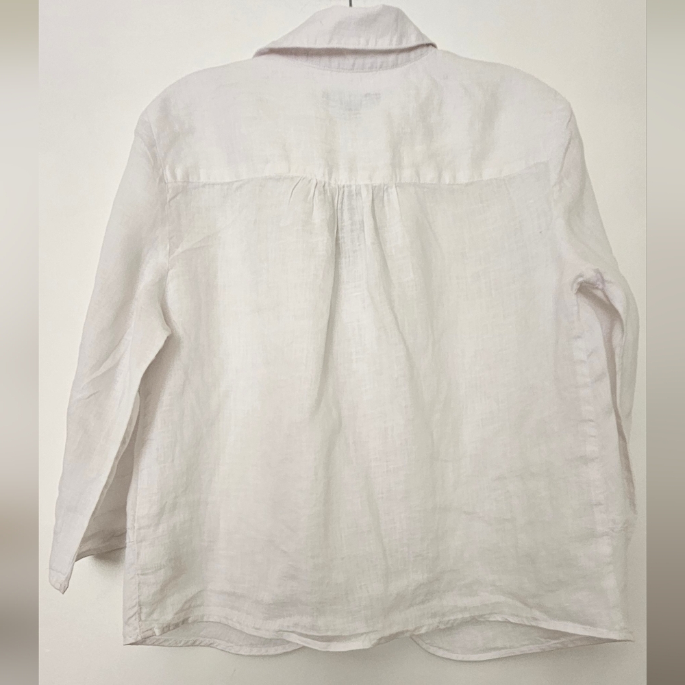 INC International Concepts Blouse Twist hem Top Linen White 3/4 Sleeves Size L - Picture 5 of 8